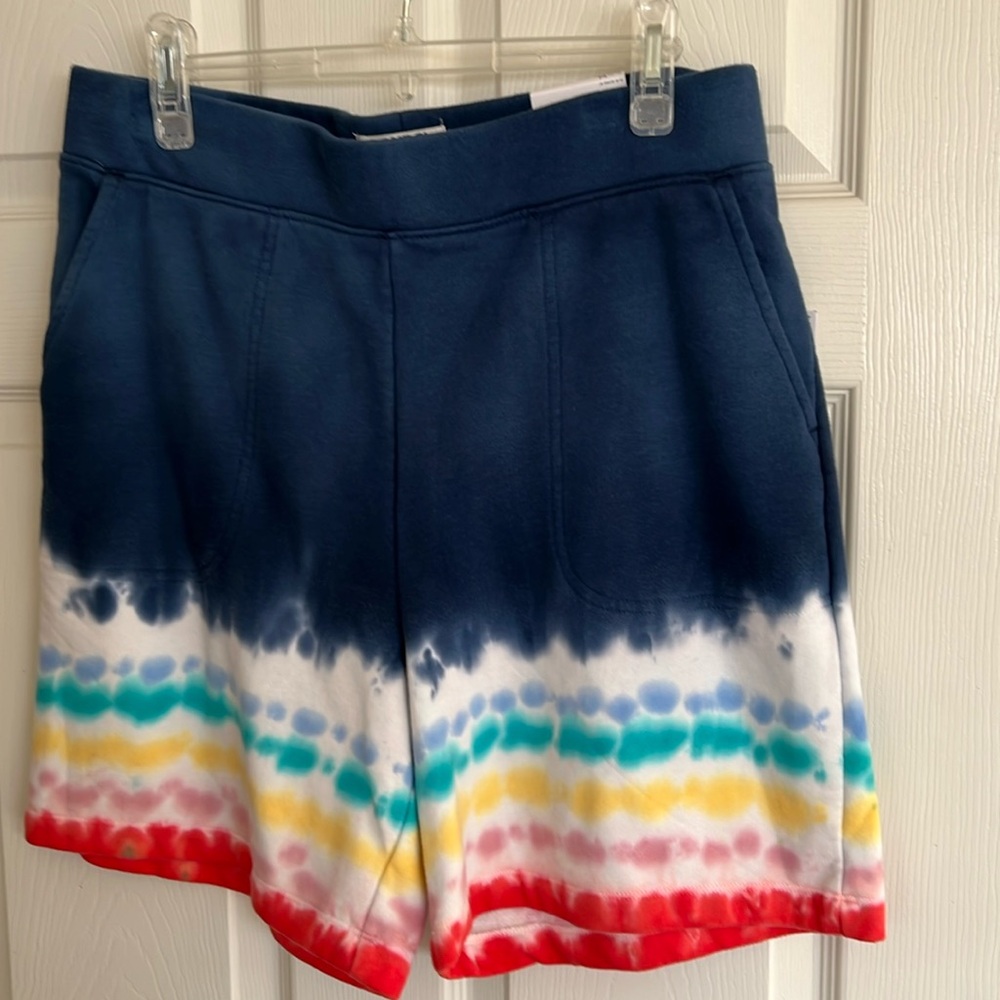 Lands End Women’s Size M 10-14 Deep Sea Navy Rainbow Tie Dye